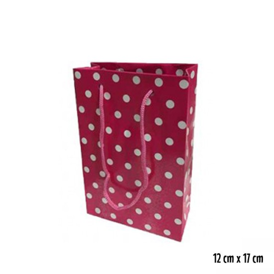 Fuchsia Gepunktet Geschenktüte 10 stück - AKK013 - Mytortenland